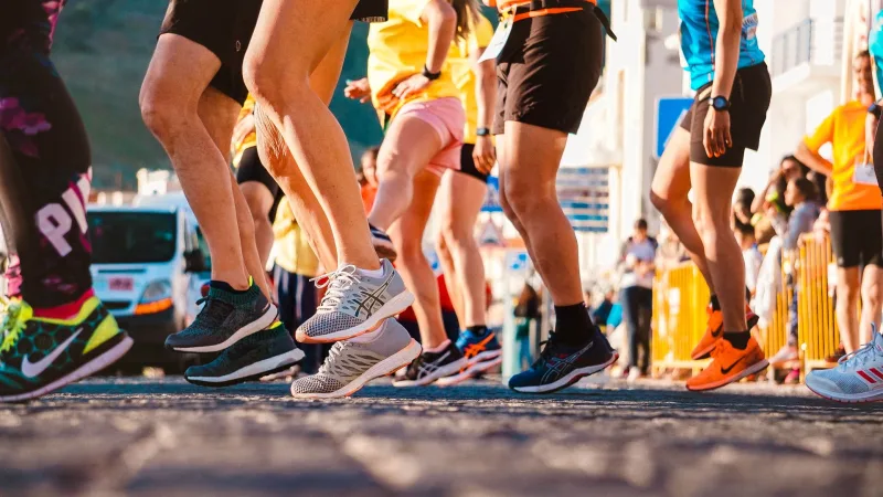 Runners at the start of a road race